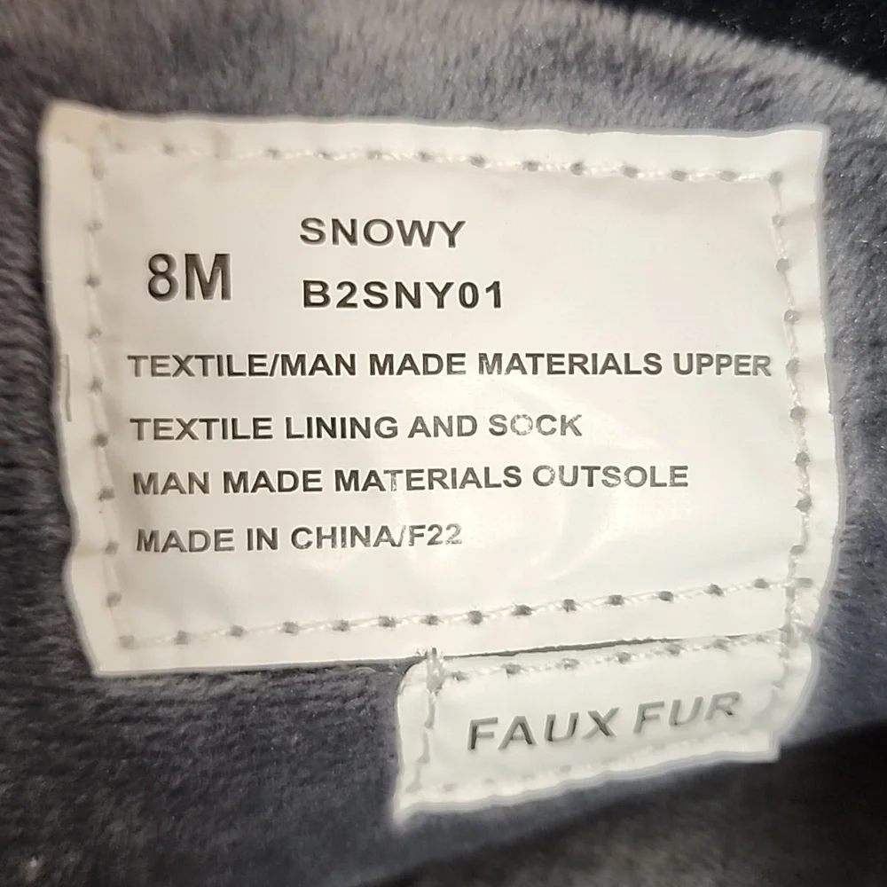 JBU Snowy Soft Faux Fur Sz 8M Women's Black Winter Boots